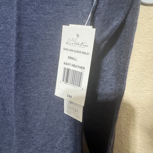 NEW Kinetix Shirt Mens Small Blue Long Sleeve Henley Casual Quiet Luxury comfort - Picture 3 of 7